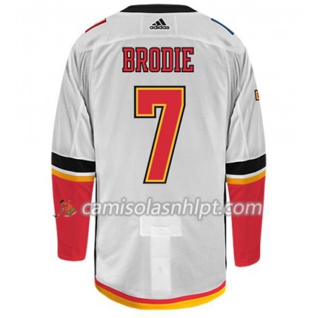 Camisola Calgary Flames TJ BRODIE 7 Adidas Branco Authentic - Homem